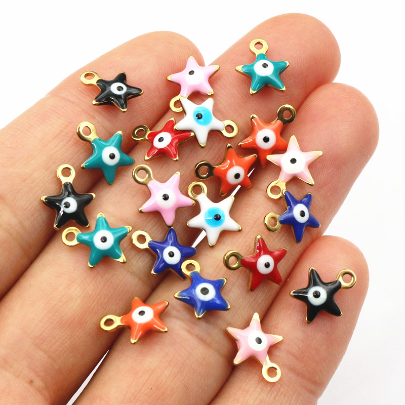Evil Eye Bracelet - 20pcs 10x8.5mm Enamel Evil Eyes Star