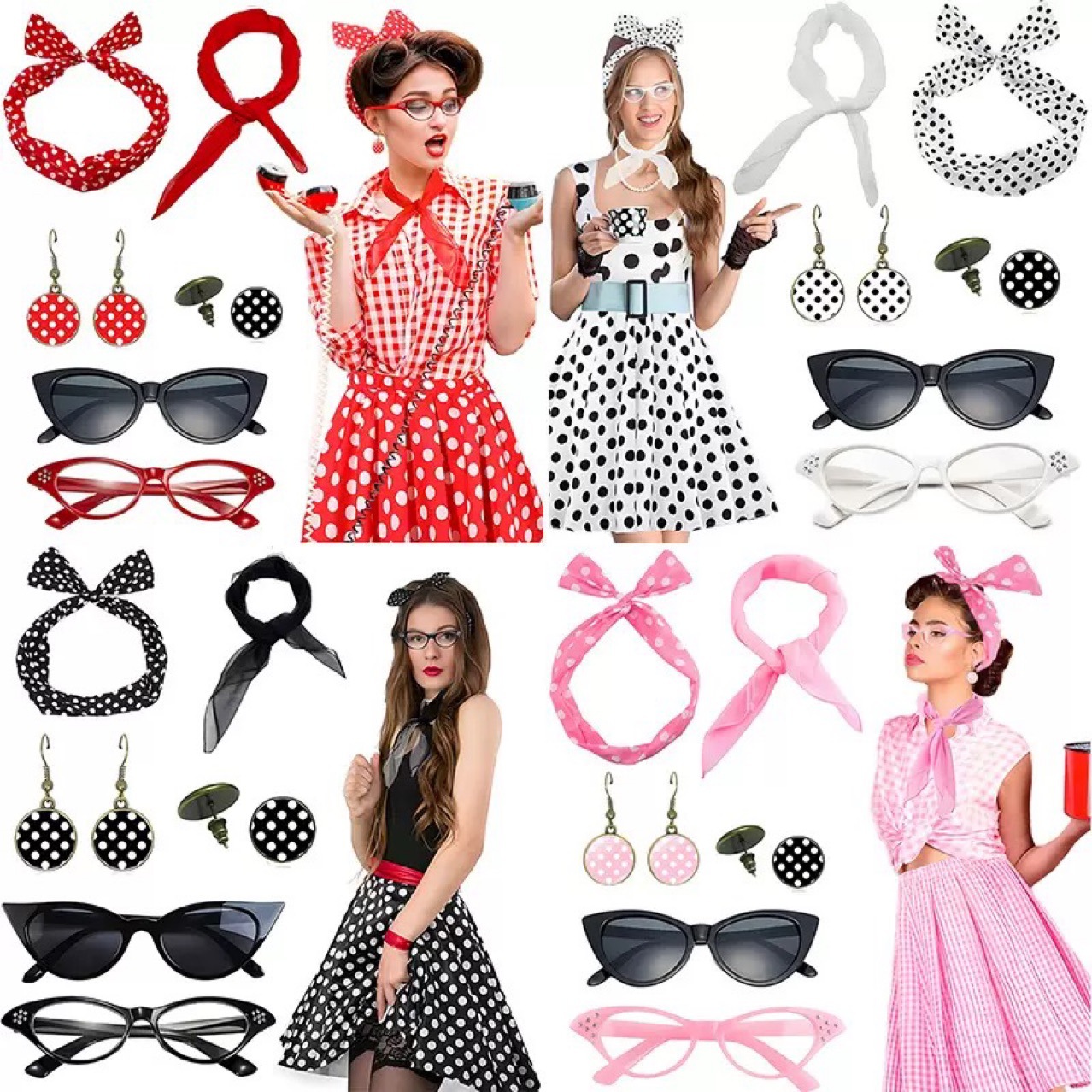 Women'S Accessories In The 1950S - 1950s Retro Party Cosplay Dress Up
