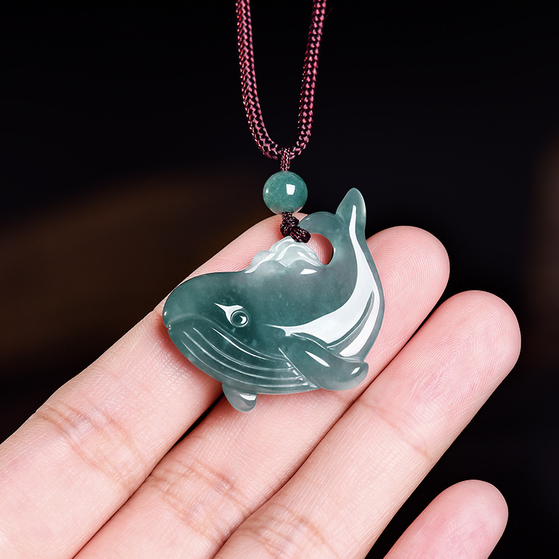Women'S Accessories Jewelry - Natural Burmese Jadeite Whale Pendant Necklace