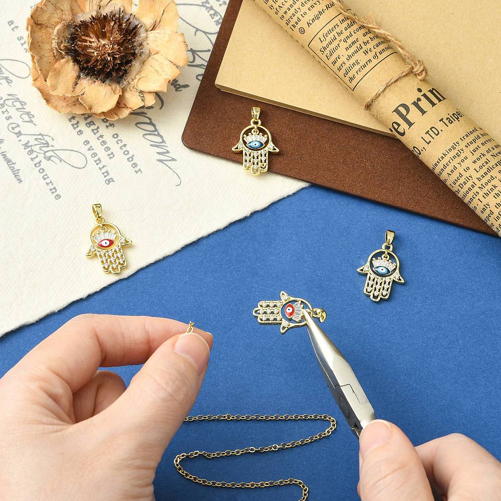 4pcs Alloy Golden Hamsa Hand C - огляд і ціна Evil Eye Bracelet