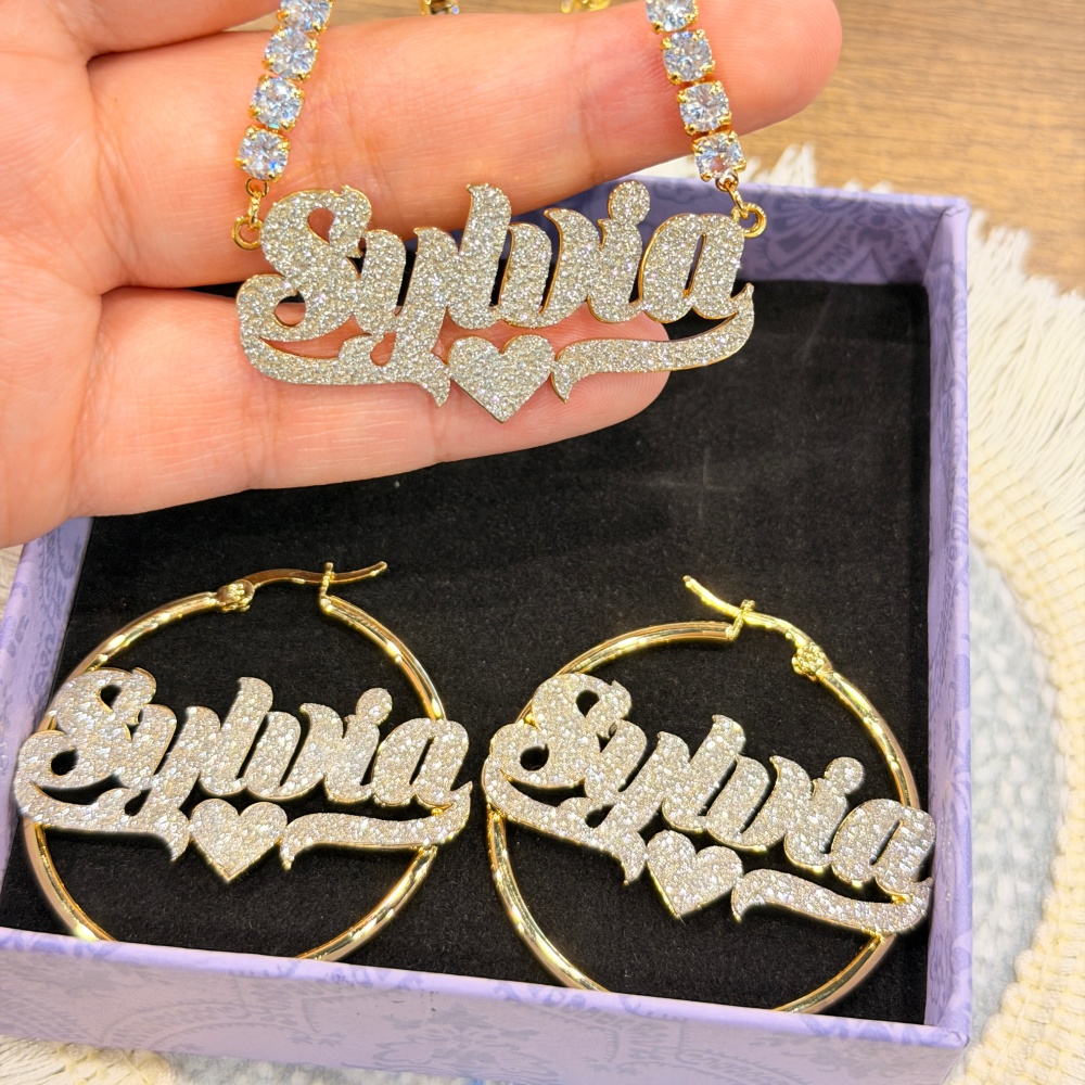 DUOYING Custom Bling Name Hoop - огляд і ціна Women Accessories Gift Set