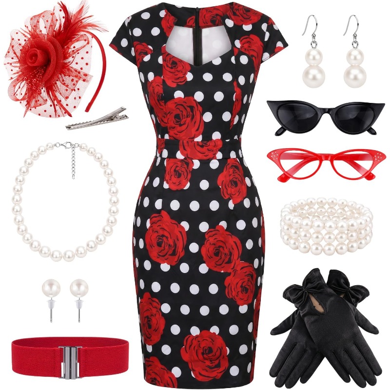 10PCS/SET Ladies Retro 1950s D - огляд і ціна Women'S Accessories In The 1950S
