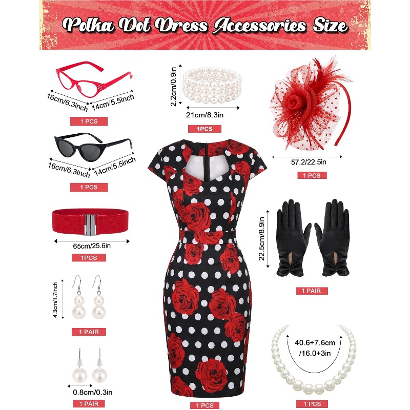 10PCS/SET Ladies Retro 1950s D - огляд і ціна Women'S Accessories In The 1950S